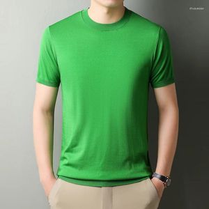 Men's Sweaters High Quality Knitting Tees 2024 Spring & Summer Casual Solid O-Neck Knit T-Shirt Short Sleeve Slim Knitwear Tops 9 Colors