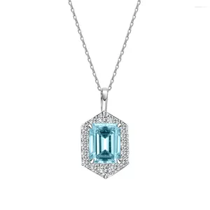 Kedjor STL Zhenchengda Diamond Set Sea Blue Treasure Necklace For Women 925 Pure Silver 7 9mm High Carbon