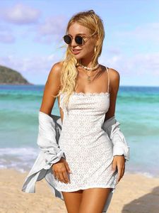 Damskie stroje kąpielowe Peachtan Letnia sukienka Kobieta biała pokrywka plażowa, przykrycie pływanie sukienka na bikini stroje stroju kąpielowego Kąpiel Kąpiec Panie Y240429