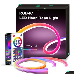 شرائح LED Neon Strip Light مع Music Sync Dream Color Smart App 16 مليون ألوان DIY WiFi Bluetooth Rope Rope Lights Light Dhvnu