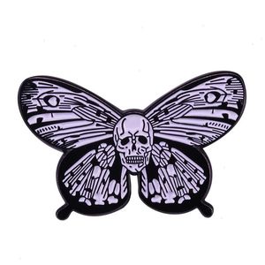 Novelty Skull Moth Butterfly Dead Hippie Punk Rock Enamel Brooch Pins Badge Lapel Pins Alloy Metal Fashion Jewelry Accessories