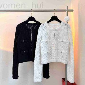 Kvinnors stickor Tees Designer Spring/Summer Ny produkt Liten doftande vind Vit Relief Sticked Cardigan Coat for Women Nrea