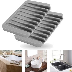 Dishes Soap Dishes Silicone Soap Holder For Shower Bathroom Kitchen Soap Dish Bathroom Supplies Tray Soft Box Soapbox Home Plate Holder