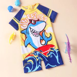 Swimwear Baby Toddler Boys Swimsuit One Piece Zipper Cartoon Shark Print Bodysuit Sunsuit Swimwear Bathing Suit