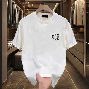 Designer Luxury loes Högkvalitativ enkel bekväm ren bomullsrundan Runda hals Lossa kortärmade unisex casual mode enkel mångsidig t-shirt