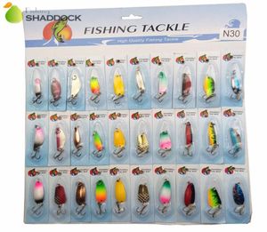 30 pezzi di pesca in metallo duro esca cucchiai di colore miscelato cucchiaio assortito per spinner artificiali pale da pesca di pescherecci set6781508