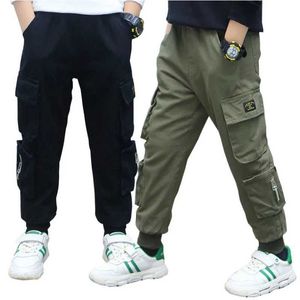 Shorts Childrens Cotton Fashion Pocket Pants Spring and Autumn Childrens Handsome Trousers Youth Outdoor Leisure Sports Pants 3-12 Years OldL2403
