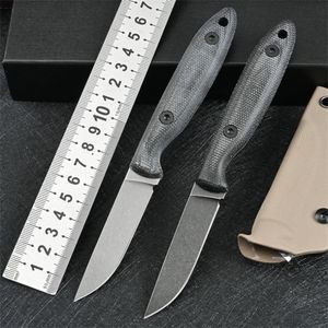 Piccolo coltello a lama fissa dritta Stonewash DC53 Manico di lino in lino tattico EDC esterno EDC Calco della caccia al campeggio Cina di sopravvivenza A4174