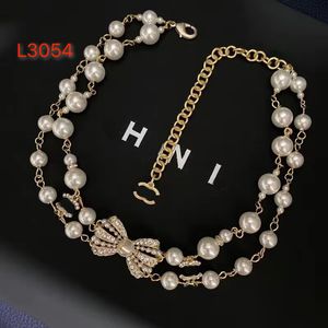 Classic 18K Gold Plated Luxury Brand Designer Pendants Necklaces Crystal Pearl Titanium steel Letter C Choker Pendant Necklace Sweater Chain Jewelry Accessories