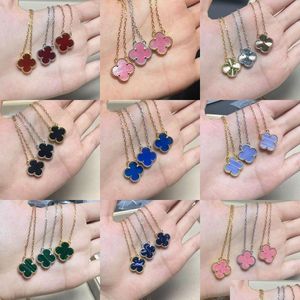 Pendant Necklaces Various 4 Four Leaf Clover Rose Gold Sier Necklace Jewlery For Women Designer Golden Jewelries Woman Man Charms Link Dhvml