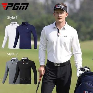 Herr t-shirts PGM Fall Spring Men Sportwear Long-Slved Business Shirt Male Casual Sports Lapel Tops Clothes Elastic Jerseys M-XXL Y240506