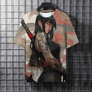 Herren T-Shirts Sommer Männer Mode coole Samurai Tattoo Grafik T-Shirts Trend Casual Harajuku Strtwear 3D Printed Hip Hop O-Neck Ts Tops T240506