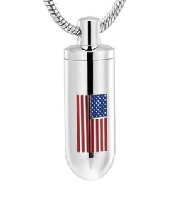 Cylindrical cremation urn pendant American flag men039s Keepsake necklace can put ashes as a souvenir4253420