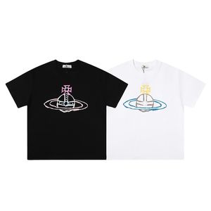 Ins Summer Vivienne luksus projektant Westwood Men's T-shirts graficzny koszulka Graphic Tee Casual High Street Men and Women Unisex Loose Mash