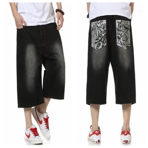 Pantaloni da stampa sciolti in stile hip hop in stile all'ingrosso per uomini pantaloncini da uomo in jeans in denim