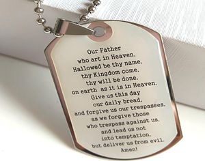 10pcslot English LORDS PRAYER Stainless Steel Pendant Necklace Mens Jesus Religious Jewelry Man Great Gift Brand New9296329