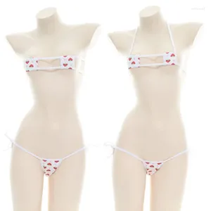 Frauen Badebekleidung Anime Mini Verband Bikini Set Würfel Erdbeeren sexy Badeanzug Cosplay Kostüm süße japanische Mädchen Dessous Unterwäsche Unterwäsche