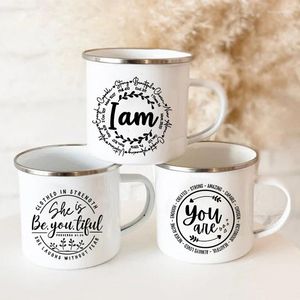 Mugs I Am/you Are Strong Beautiful Christian Enamel Mug Personalized Gifts Cup Of Coffee Cups To Sublimate Original Breakfast