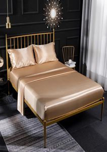 Folha de cama de designer Conjunto de lençóis de luxo de luxo lençóis lençóis de cama travesseiros cetim travesseiros de seda roupas de cama ajustadas 4 peças set1518753