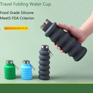 300ML Portable Scalable Silicone Bottle Foldable Water Bottle Outdoor Travel Beverage Cup with Buckle Foldable Cup 240424