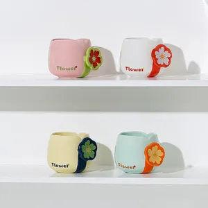 Tazze creative fiore in ceramica tazza di alto valore in vento coppa ragazze estate bevande succo di succo