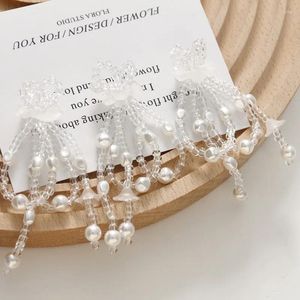 Charms 1pcs Summer Literary najważniejsze atrakcje Pearl Tassel Lotus Leaf Kolczyki