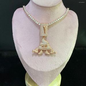 Anhänger Halsketten Tropfbrief aus Halskette für Männer Stuhl Stuhl Kubikzirkonia Real Gold Platted Hip Hop Schmuck Schmuck