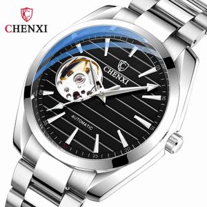 CHENXI Chenxi Mens Watch Fully Automatic Mechanical Tourbillon Hollow Steel Belt Fangsheng