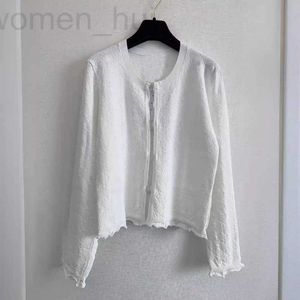 Women's T-Shirt designer Spring New Product, Small Fragrant Wind, High Quality and Elegant Style, Celebrity, White Knitted Cardigan Coat, Female 2E89