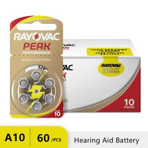 Verstärker Rayovac Peak 60pcs Hörgeräte Batterien A10 10A ZA10 10 S10, 60 PCS Hörgeräte -Batterien Zinkluftbatterie für Schallverstärker