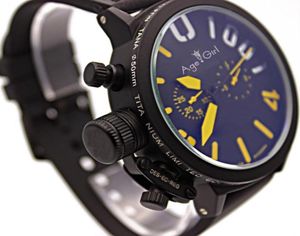 Klassisk ny Men039S Sports Black Rubber Classic U Round Automatisk mekanisk vänsterkrok Handklocka Big 50mm Boat Gents Watches2984417