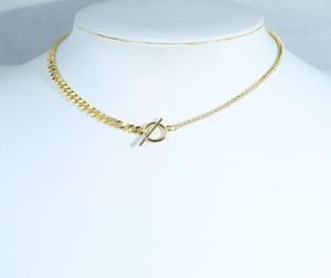 Chokers Elegant Dazzling CZ Tenis Chain Choker Necklace Luxury Cuban With Gold Color Toggle Clasp For Women Jewelry2216002