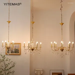 Żyrandole sypialnia kryształ żyrandol złote miedziane oświetlenie w salonie foyer jadalnia kuchnia francuska wiejska wiejska dom