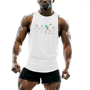 Men's Tank Tops Four Seasons Top Round Neck Polyester Casual Walking Beach Skull T-shirt Sports Fitness Wok Sweat Quick Dry