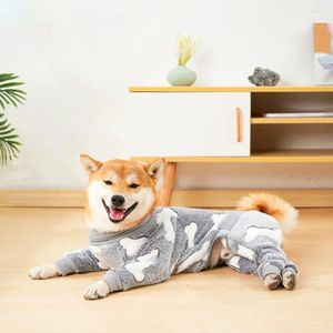 犬のアパレル冬の服ペットフランネルパジャマミディアムおよびラージ犬用ソフトハウスハイエラスティック4レッグウォームコートコスチュームxxl