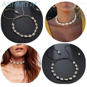 Pendanthalsband Ashmita 2024 3 Style Vintage Beach Jewelry Bohemian Shell Hand-Woven Simple Necklace Armband Set for Women Girl