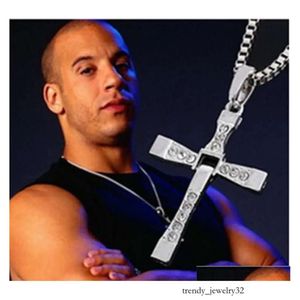 Fast And Furious Cross Necklaces Actor Toledo Diamond Charm Pendant Sier Or Gold Statement Necklace Men Jewelry Christmas Gifts 2C5Ie