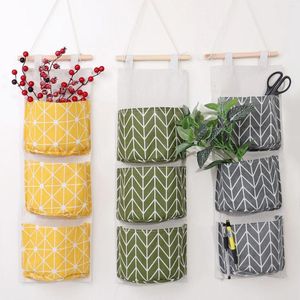 Storage Bags Wall Hanging Storaoor Closet Bag Organizer Home Cosmetics Toysge Fabric Pouch 3 Pockets Multilayer D