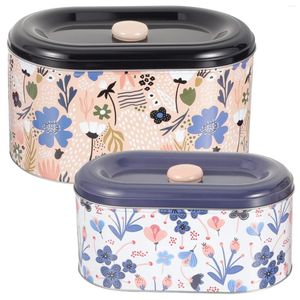 収納ボトルUSHOBE TIN BOX 2PCS Cookie Tins Lids Snack Jars Biscuit Metal TeaCanister Giftsブリキキャンディーコンテナ