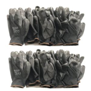 Gloves 12 Pairs Black Nylon Coated Polyurethane Palm Glove For Builders Construction Industrial Protective Work Safety Gloves
