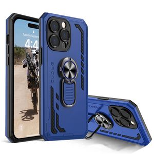 2 In 1 Magnetic Kickstand Finger Holder Armor Case For iPhone 15 14 Plus 13 12 11 Pro Max Plus Samsung S24 S23 A35 A55 Shockproof Bracket Ring Stand Case Cover