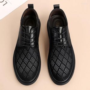 Casual Shoes WAERTA Black Men Genuine Leather Mens Formal Moccasins Italian Comfortable Breathable Lace Up