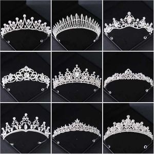 Headbands Silver Crown Bridal Wedding Hair Accessories Headwear Bridal Headwear Jewelry Wedding Hair Headwear Crystal Birthday Crown Q240506