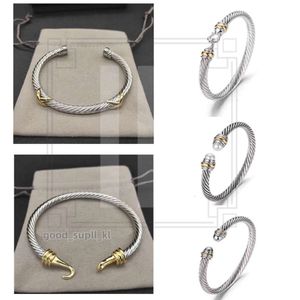 Dy Diamond David Yurma Bracciale Cavo Dy Pulsera Gioielli di lusso per donne uomini Silver Gold Pearl Head X Bracciale a forma di cuffia Fahion Gioielli per regalo di Natale 5mm 947