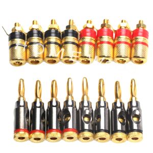 Bedienelemente 16pcs Gold Plated Banana Plug Audio für Lautsprecherdrahtverstärker Anschlussbindung Post weibliche Bananenkabel -Adapter -Anschlüsse