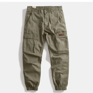 Men's Pants Heavy-duty Washed Micro-elastic Leg American Loose Multi-pocket Overalls And Small Feet Outdoor Casual Pants.