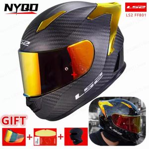 Motosiklet Kaskları LS2 FF801 Erkek Kask 6K Karbon Fiber İntegral ECE FOG Sistemi Onaylı Capacete Chrome Kırmızı Vizör