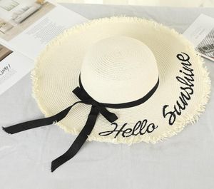 Halmbredd hatt sommar stor broderi solskydd justerbar diskette fällbara strandhattar för kvinnor 20217405027
