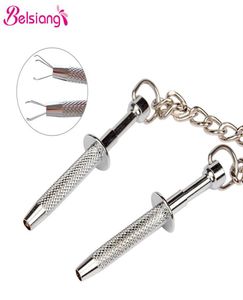 Belsiang Breast Clips Nipple Clamps for Women Torture Chain Screw Nipple Bdsm Steel Bondage Adult Sex Toys for Couples NC4 Y2011181063473