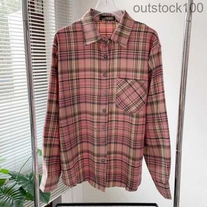 Trend Luxury Original Ch Brand Shirts Rockar för kvinnor Män Autumn New Cross Pink Checkered Shirt Mid Längd långärmad skjorta Kvinnor topp